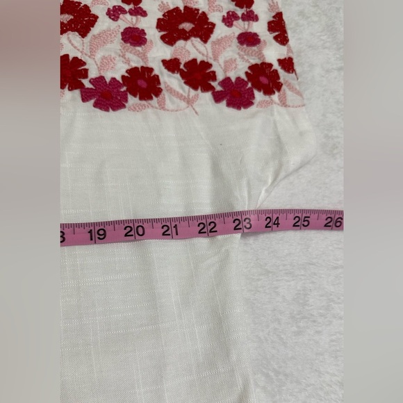 Solitaire Summer Red and White Boxy Embellished Blouse - Picture 4 of 13